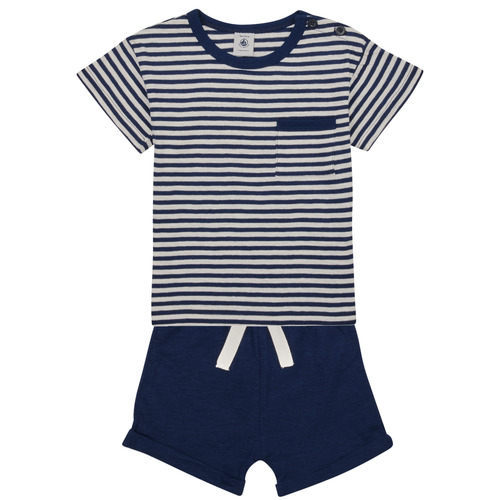 Oblečenie Deti Komplety a súpravy Petit Bateau FEUILLAGE Námornícka modrá / Biela