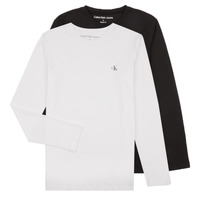 Oblečenie Chlapec Tričká s dlhým rukávom Calvin Klein Jeans 2-PACK MONOGRAM TOP LS X2 Čierna / Biela