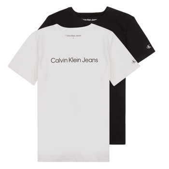 Oblečenie Chlapec Tričká s krátkym rukávom Calvin Klein Jeans CKJ LOGO 2-PACK T-SHIRT X2 Čierna / Biela