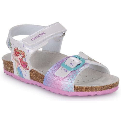 Topánky Dievča Sandále Geox J ADRIEL GIRL Biela / Strieborná / Ružová