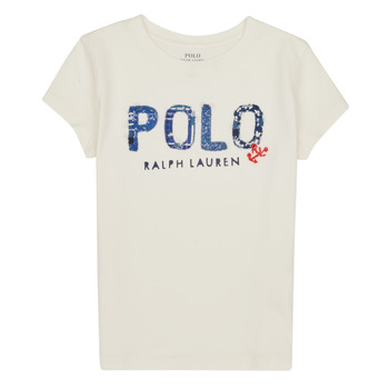 Oblečenie Dievča Tričká s krátkym rukávom Polo Ralph Lauren SS POLO TEE-KNIT SHIRTS-T-SHIRT Biela