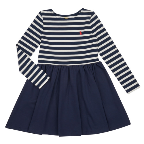 Oblečenie Dievča Krátke šaty Polo Ralph Lauren LS CN DR-DRESSES-DAY DRESS Námornícka modrá / Biela