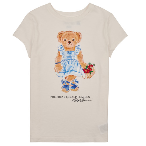 Oblečenie Dievča Tričká s krátkym rukávom Polo Ralph Lauren BEAR SS TEE Krémová