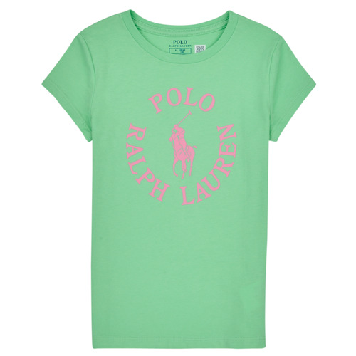 Oblečenie Dievča Tričká s krátkym rukávom Polo Ralph Lauren SS GRAPHIC T-KNIT SHIRTS-T-SHIRT Zelená / Ružová