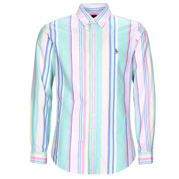 Oblečenie Muž Košele s dlhým rukávom Polo Ralph Lauren CHEMISE COUPE DROITE EN OXFORD Viacfarebná / Ružová / Viacfarebná / Shirt