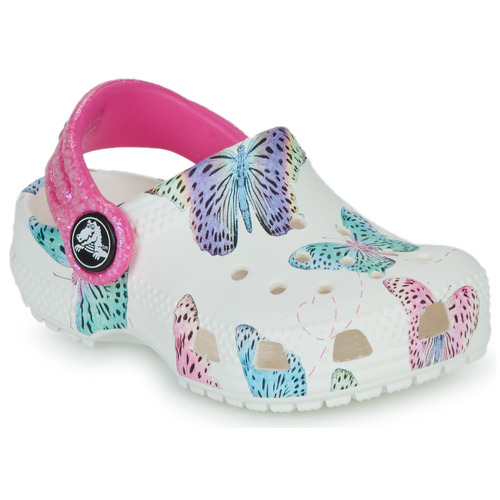 Topánky Dievča Nazuvky Crocs Classic Butterfly Clog T Biela / Fialová 