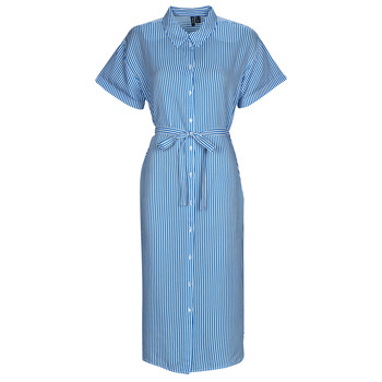 Oblečenie Žena Dlhé šaty Vero Moda VMBUMPY SS CALF SHIRT DRESS NOOS Modrá / Blc