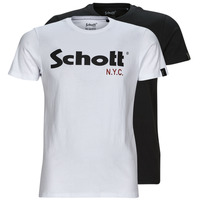Oblečenie Muž Tričká s krátkym rukávom Schott TS 01 MC LOGO PACK X2 Čierna / Biela