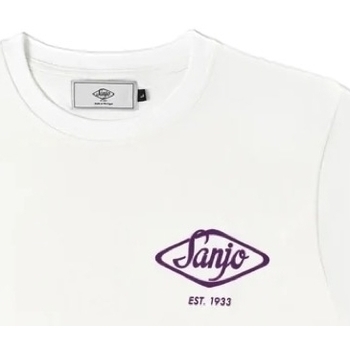 Sanjo Flocked Logo T-Shirt - White Biela