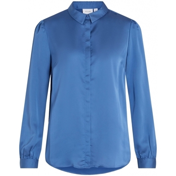 Oblečenie Žena Blúzky Vila Camisa Ellette Satin L/S - Federal Blue Modrá