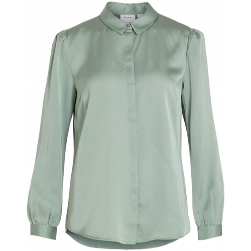 Oblečenie Žena Blúzky Vila Shirt Ellette Satin L/S - Green/Milieu Zelená