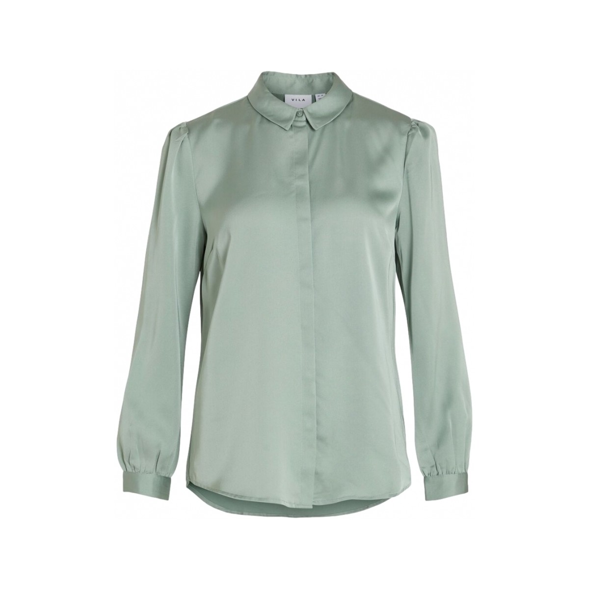 Oblečenie Žena Blúzky Vila Shirt Ellette Satin L/S - Green/Milieu Zelená