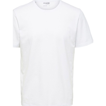 Oblečenie Muž Tričká a polokošele Selected Noos Pan Linen T-Shirt - Bright White Biela