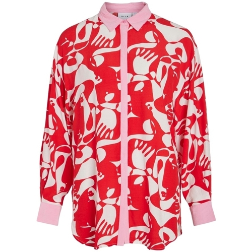 Oblečenie Žena Blúzky Vila Shirt Kikki Mat L/S - Flame Scarlet Červená