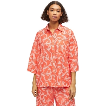 Oblečenie Žena Blúzky Object Shirt Rio 3/4 - Hot Coral Oranžová