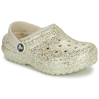 Topánky Dievča Nazuvky Crocs Classic Lined Glitter Clog K Béžová / Zlatá