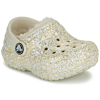 Topánky Dievča Nazuvky Crocs Classic Lined Glitter Clog T Béžová / Zlatá