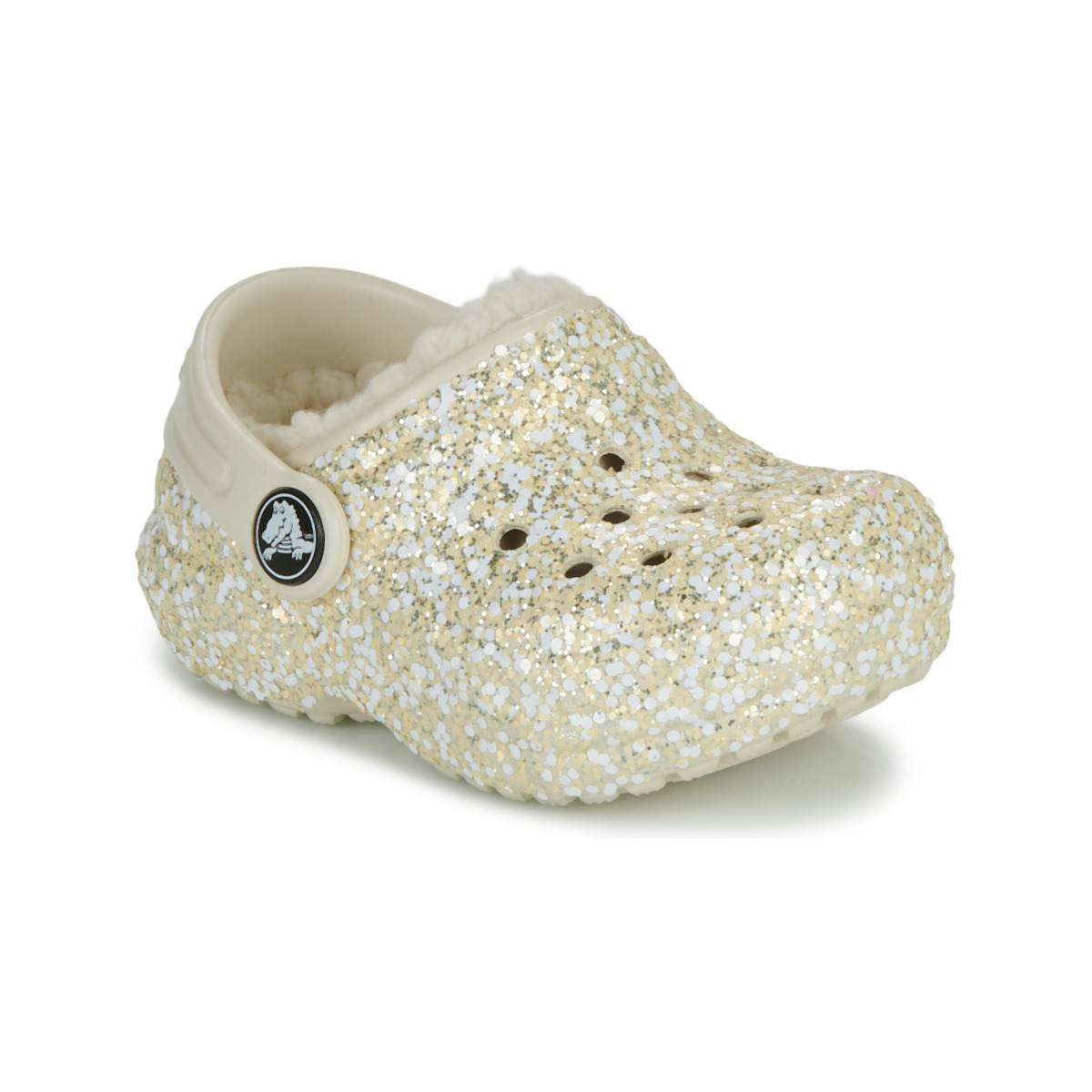 Topánky Dievča Nazuvky Crocs Classic Lined Glitter Clog T Béžová / Zlatá