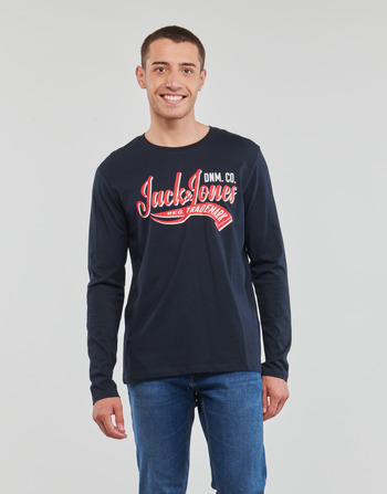 Oblečenie Muž Tričká s dlhým rukávom Jack & Jones JJELOGO TEE LS O-NECK 2 COL AW23 SN Námornícka modrá