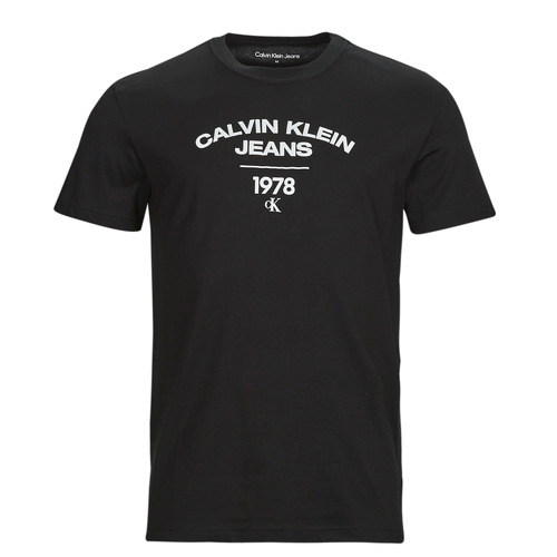 Oblečenie Muž Tričká s krátkym rukávom Calvin Klein Jeans VARSITY CURVE LOGO T-SHIRT Čierna