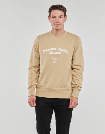 Oblečenie Muž Mikiny Calvin Klein Jeans VARSITY CURVE CREW NECK Béžová