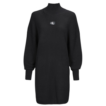 Oblečenie Žena Krátke šaty Calvin Klein Jeans WOVEN LABEL LOOSE SWEATER DRESS Čierna