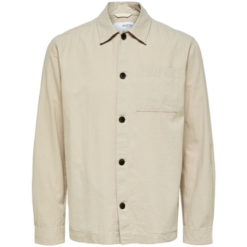 Oblečenie Muž Košele s dlhým rukávom Selected Noos Linen Overshirt - Angora Béžová