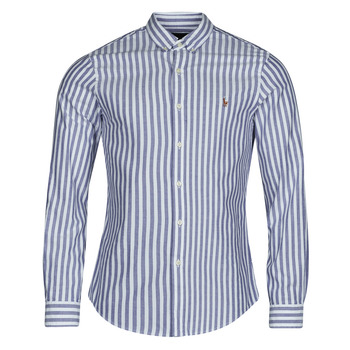 Oblečenie Muž Košele s dlhým rukávom Polo Ralph Lauren CHEMISE COUPE DROITE EN OXFORD Modrá / Biela