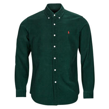 Oblečenie Muž Košele s dlhým rukávom Polo Ralph Lauren CHEMISE COUPE DROITE EN VELOURS COTELE Zelená