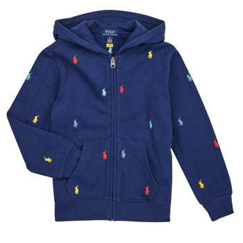 Oblečenie Chlapec Mikiny Polo Ralph Lauren LS FZ HD-KNIT SHIRTS-SWEATSHIRT Námornícka modrá / Viacfarebná