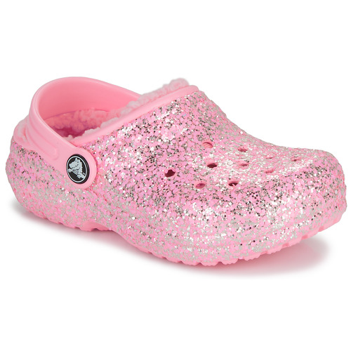 Topánky Dievča Nazuvky Crocs Classic Lined Glitter Clog K Ružová