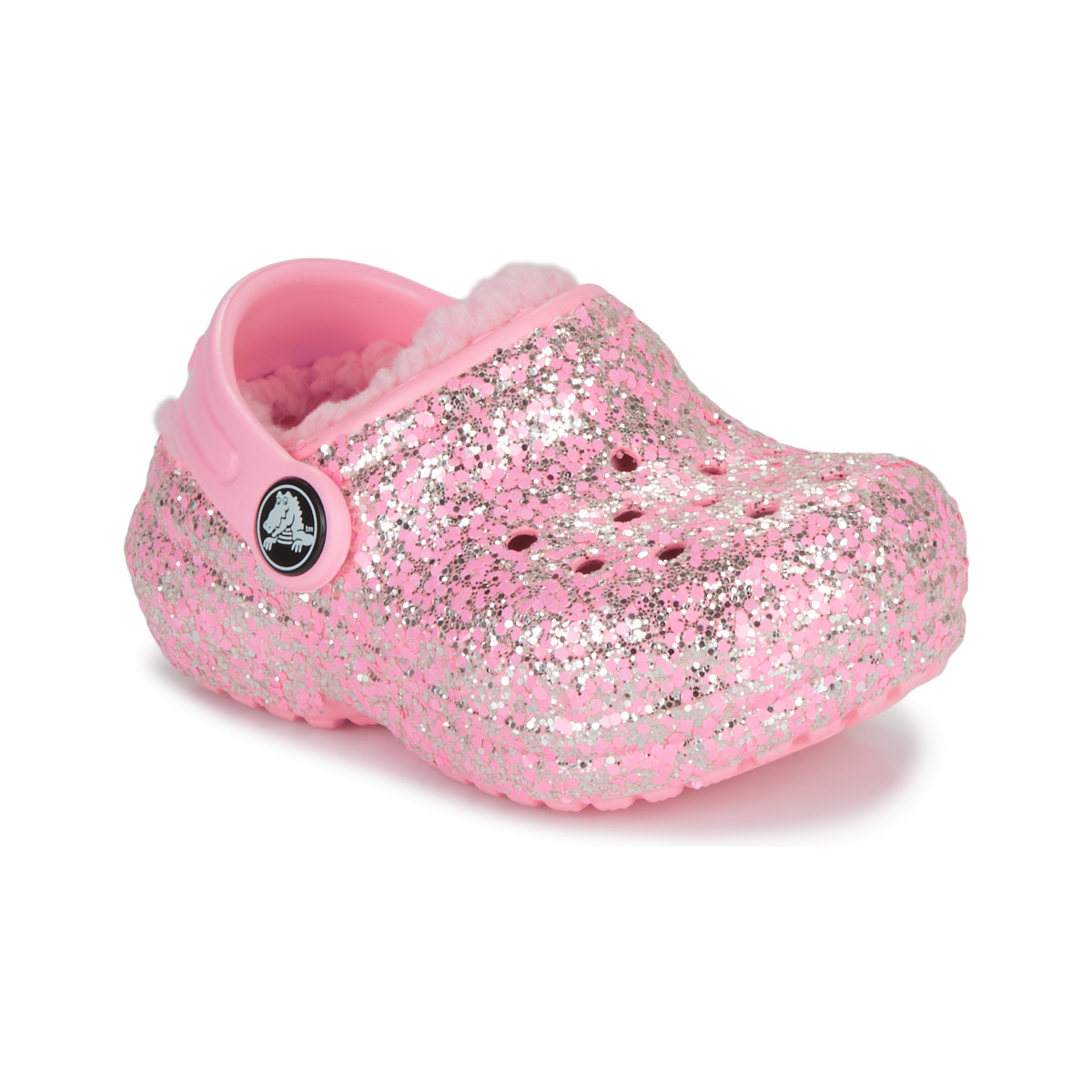Topánky Dievča Nazuvky Crocs Classic Lined Glitter Clog T Ružová