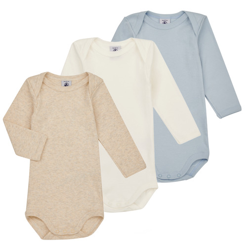 Oblečenie Deti Pyžamá a nočné košele Petit Bateau BODY US ML PASTEL PACK X3 Modrá / Biela / Béžová
