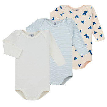 Oblečenie Deti Pyžamá a nočné košele Petit Bateau BODY US ML LOVSCOTCH PACK X3 Námornícka modrá / Béžová / Biela