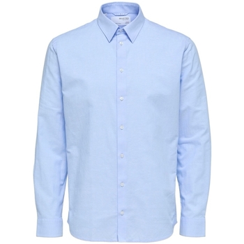 Oblečenie Muž Košele s dlhým rukávom Selected Regnew-Linen - Cashmere Blue Modrá