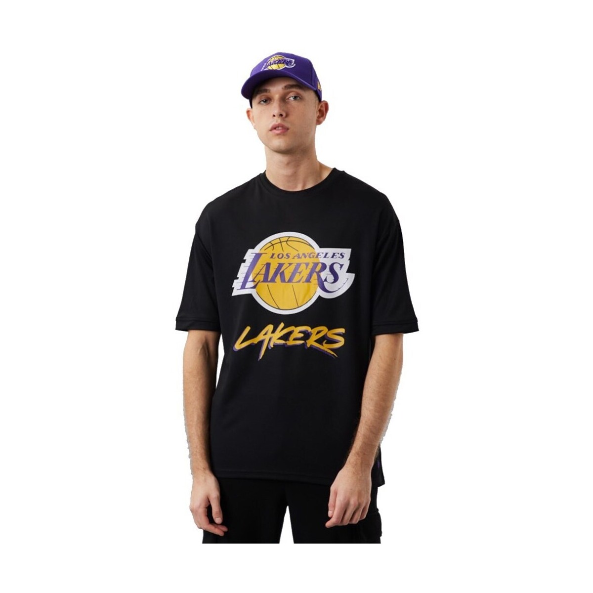 Oblečenie Muž Tričká s krátkym rukávom New-Era Nba Los Angeles Lakers Script Mesh Čierna