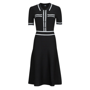 Oblečenie Žena Dlhé šaty Karl Lagerfeld S SLV KNIT DRESS Čierna / Biela