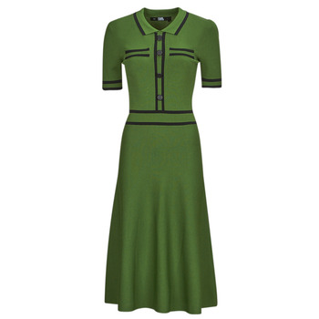 Oblečenie Žena Dlhé šaty Karl Lagerfeld S SLV KNIT DRESS Zelená / Čierna