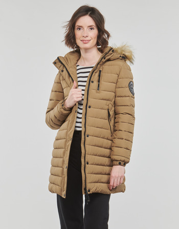 Superdry FUJI HOODED MID LENGTH PUFFER Hnedá