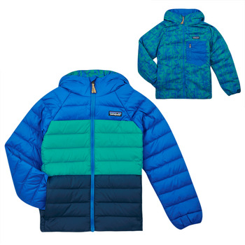 Oblečenie Chlapec Vyteplené bundy Patagonia K'S REVERSIBLE DOWN SWEATER HOODY Modrá
