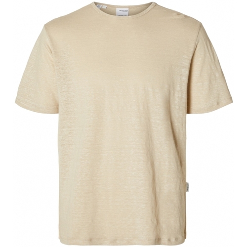 Oblečenie Muž Tričká a polokošele Selected T-Shirt Bet Linen - Oatmeal Béžová
