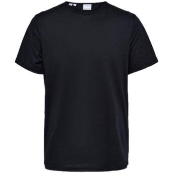Oblečenie Muž Tričká a polokošele Selected T-Shirt Bet Linen - Black Čierna