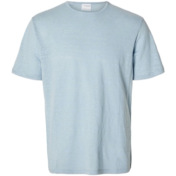 Oblečenie Muž Tričká a polokošele Selected T-Shirt Bet Linen - Cashmere Blue Modrá