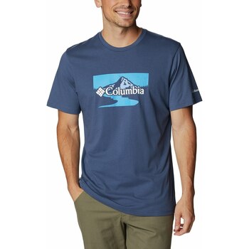 Oblečenie Muž Tielka a tričká bez rukávov Columbia Path Lake Peak Graphic Modrá