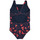 Oblečenie Dievča Plavky jednodielne adidas Performance AOP BARS SUIT G Námornícka modrá / Červená