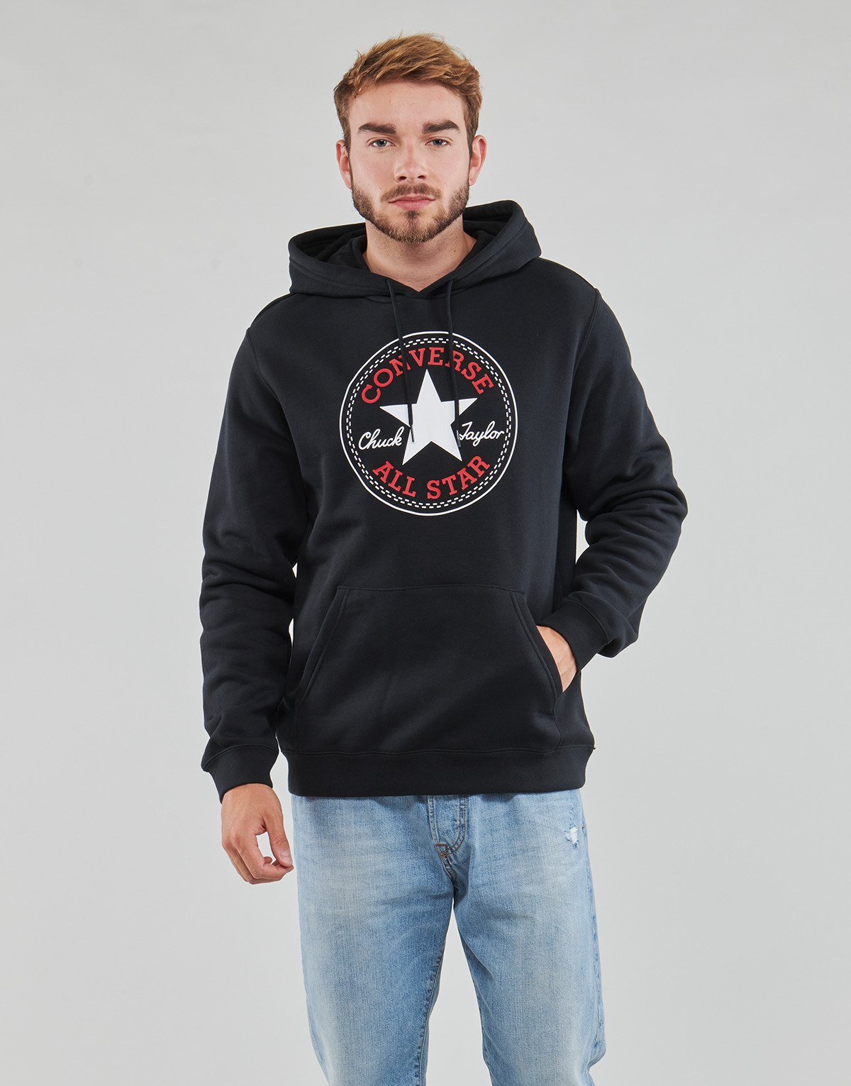 Oblečenie Muž Mikiny Converse GO-TO ALL STAR PATCH FLEECE PULLOVER HOODIE Čierna
