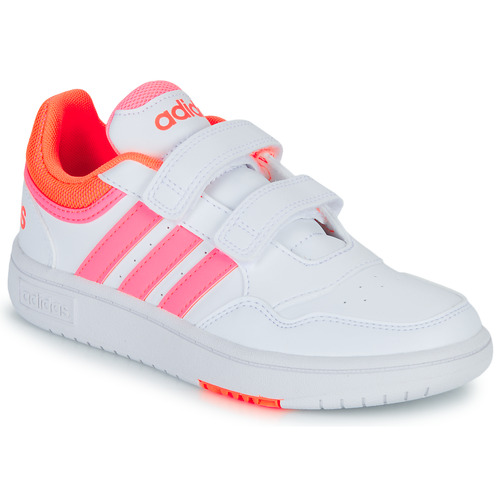 Topánky Dievča Nízke tenisky Adidas Sportswear HOOPS 3.0 CF C Biela / Ružová