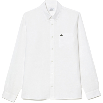 Oblečenie Muž Košele s dlhým rukávom Lacoste Linen Casual Shirt - Blanc Biela