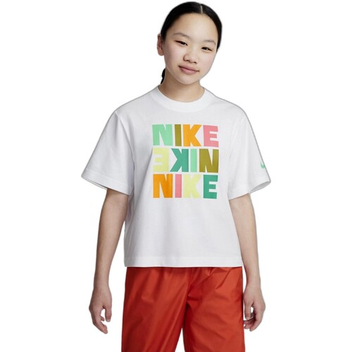 Oblečenie Dievča Tričká s krátkym rukávom Nike CAMISETA NIA  BOXY PRINT DZ3579 Biela