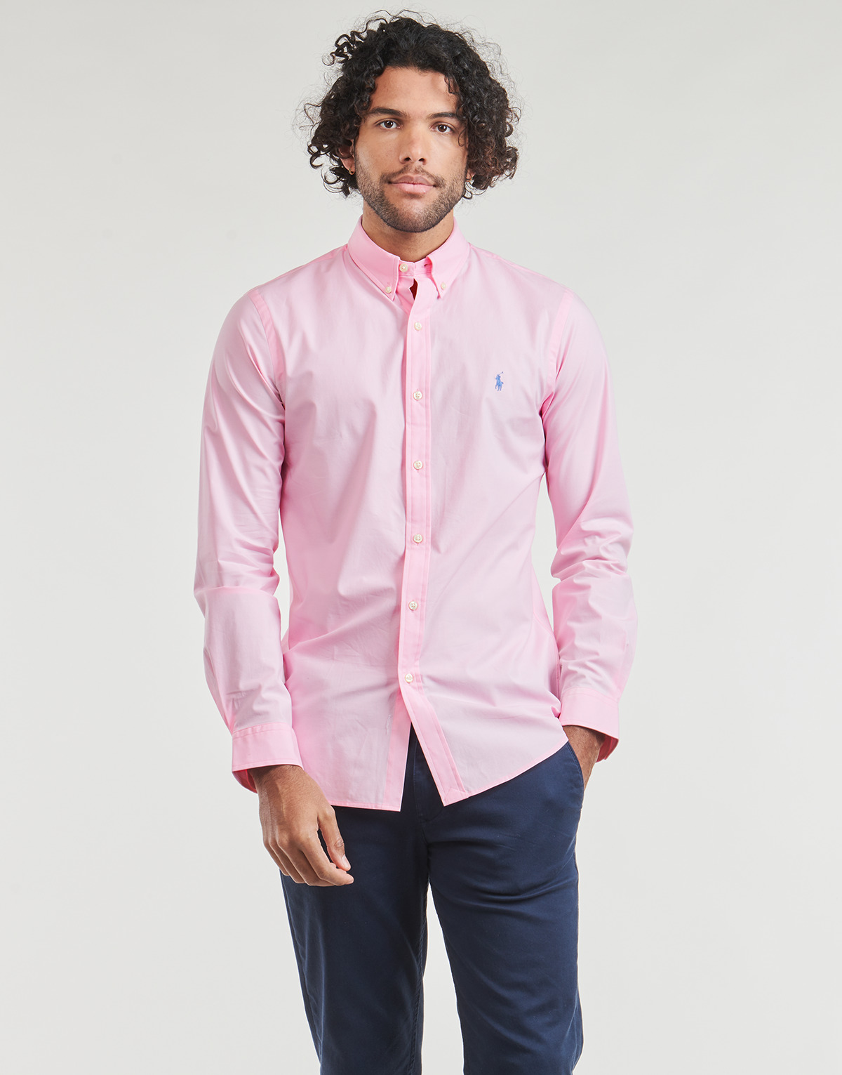 Oblečenie Muž Košele s dlhým rukávom Polo Ralph Lauren CHEMISE AJUSTEE SLIM FIT EN POPELINE UNIE Ružová